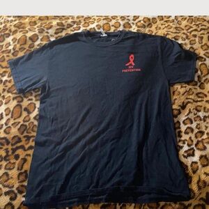 Navy Blue Short Sleeve Tee with Red Emblem